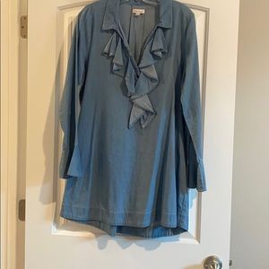 Chambray Ruffled Dress